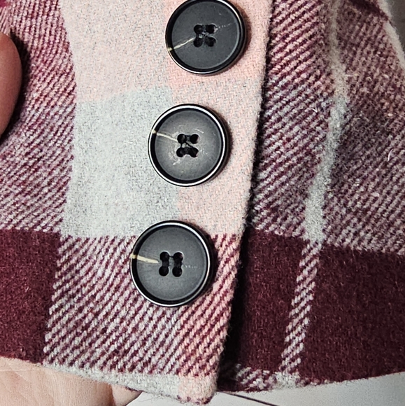 7 for all Mankind Plaid Double Breasted Pea Coat - Picture 8 of 16